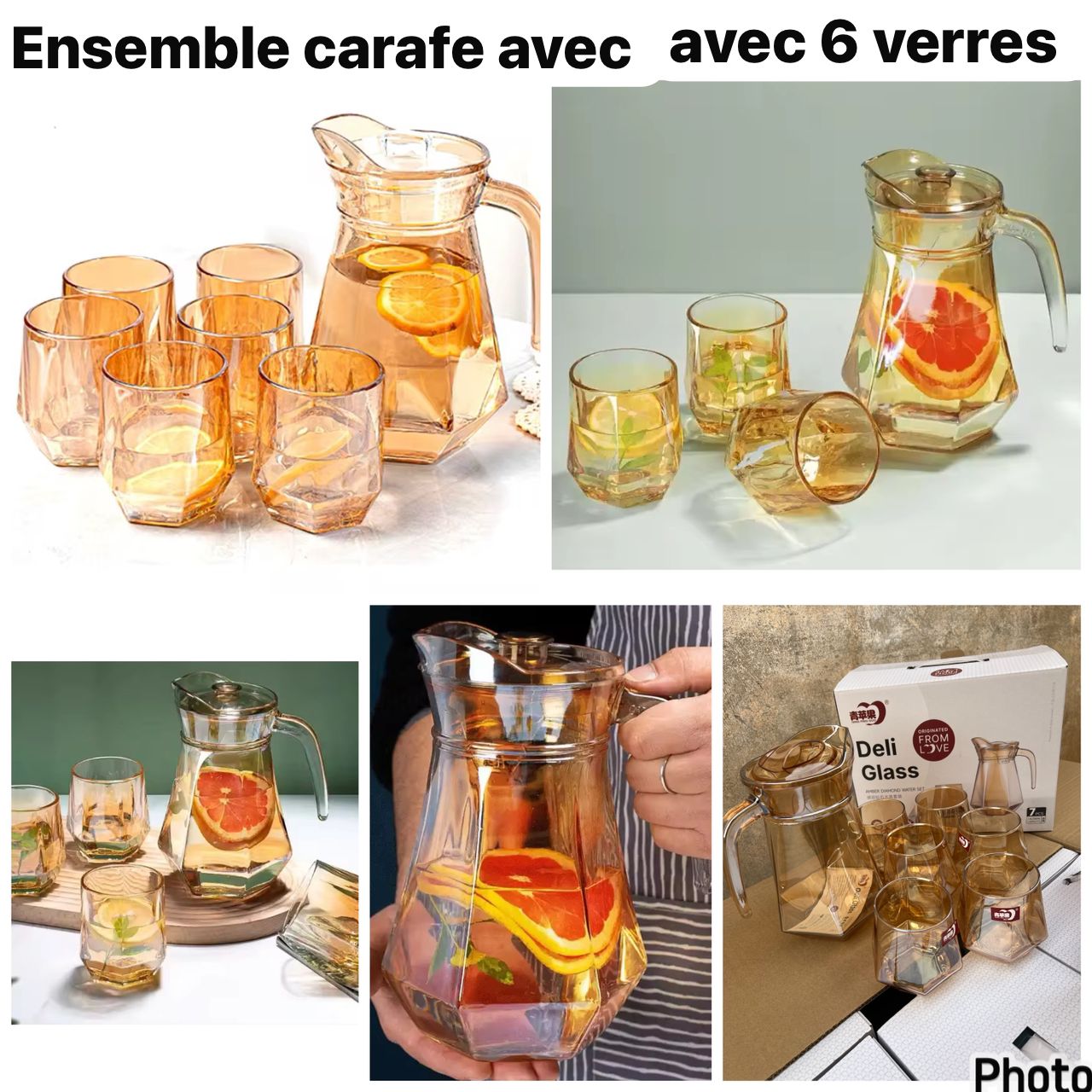 Ensemble Carafes avec 6 verres