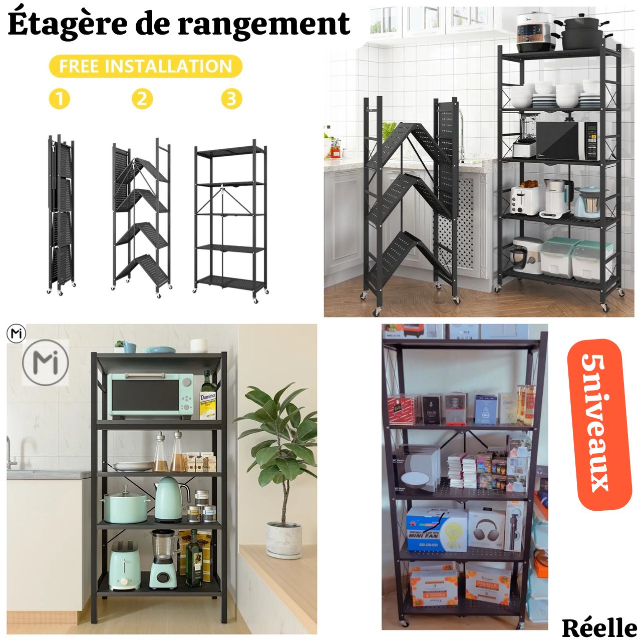 Étagère de rangement 5 niveaux