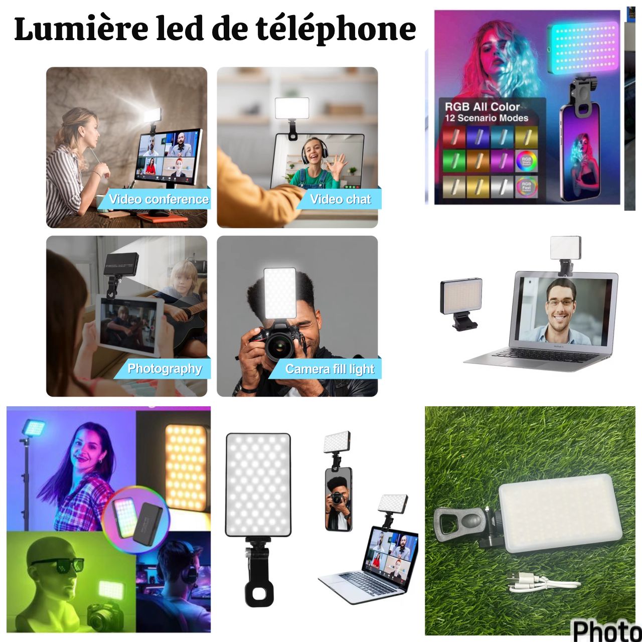 Lumiere led de téléphone chargeable