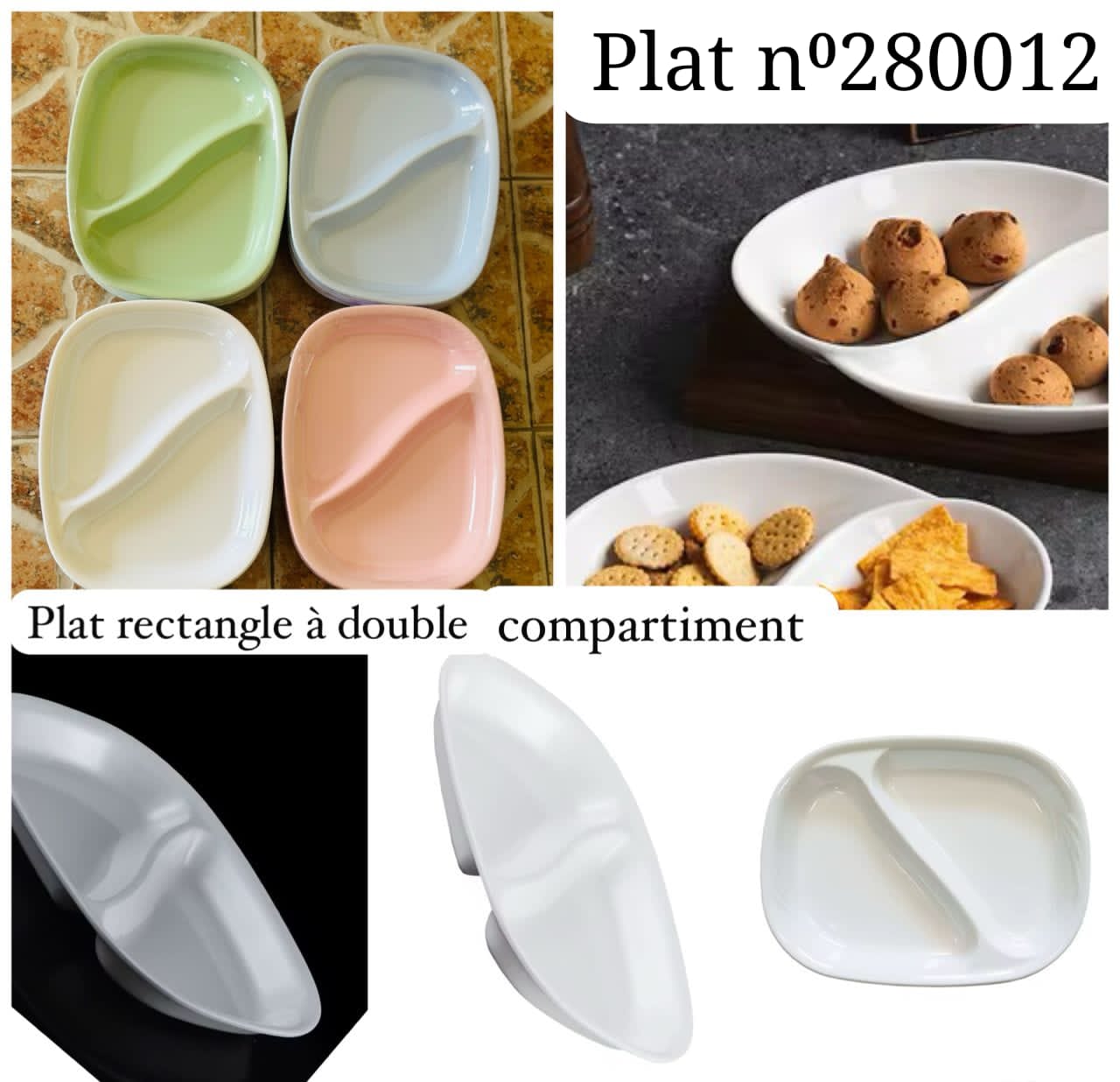 Plat rectangulaire à double compartiment