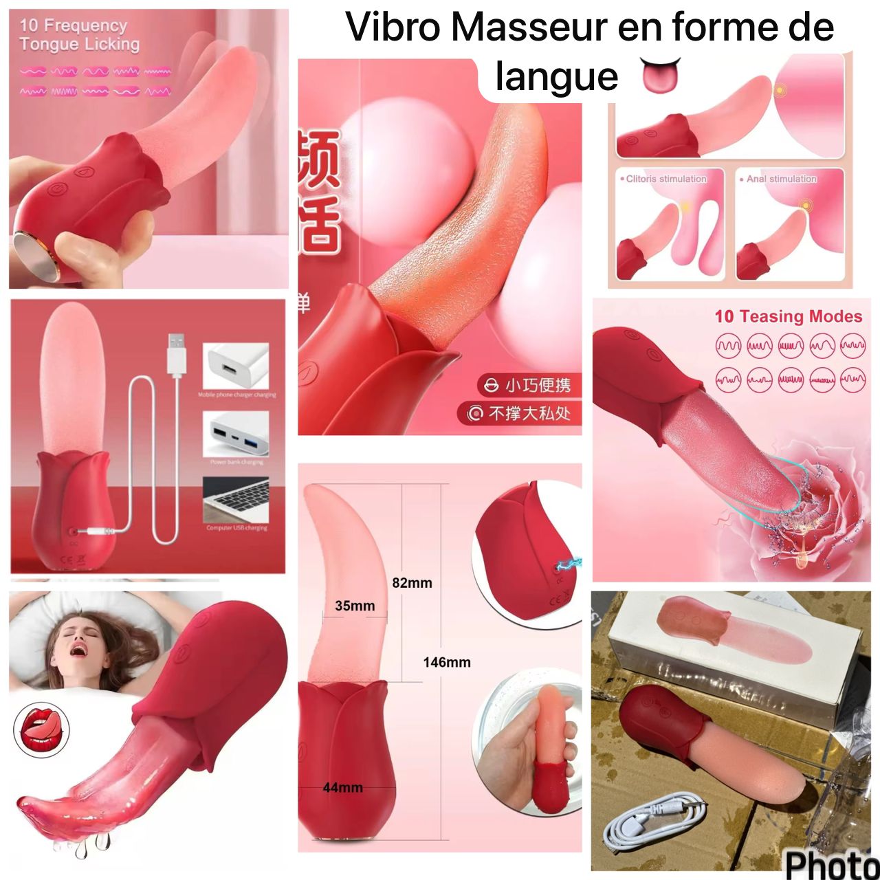 Vibromasseur en forme de langue 👅