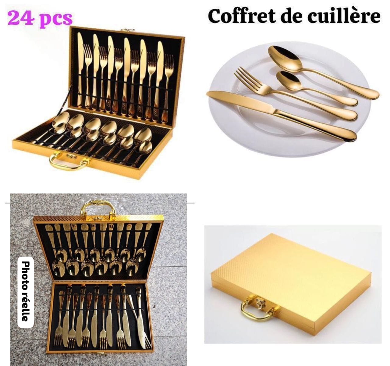 Coffret cuillère lot de 24 pcs en or