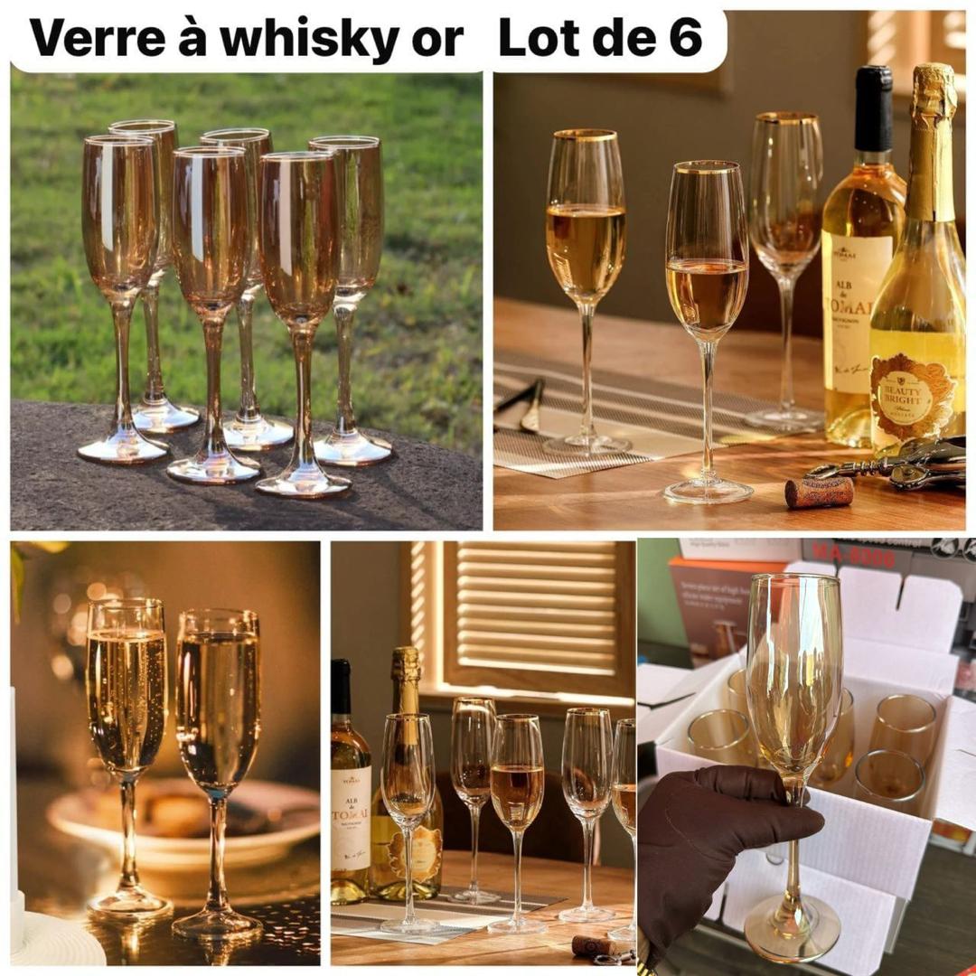 Verre a champagne or  Lot de 6