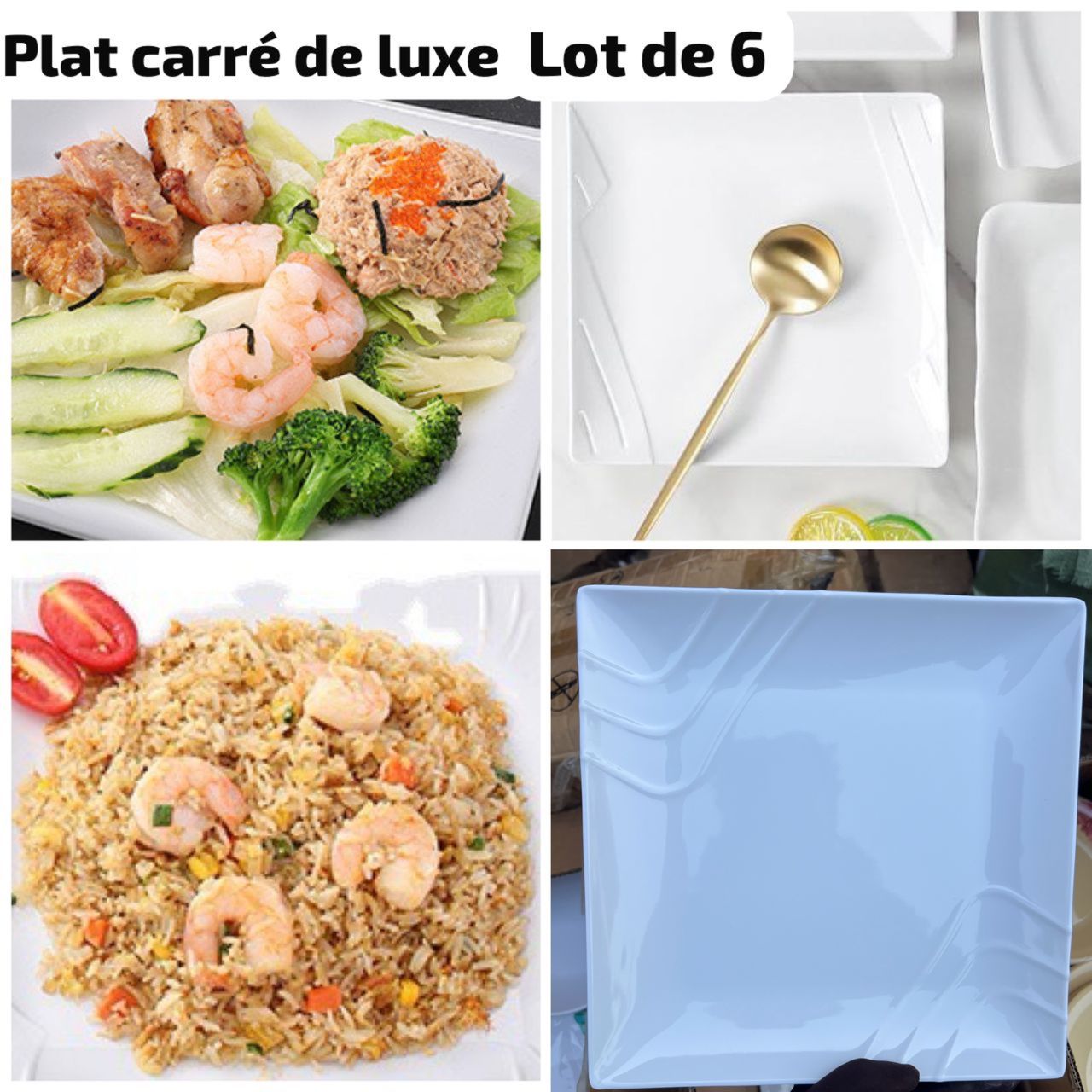 Plat carré lot de 6 pcs