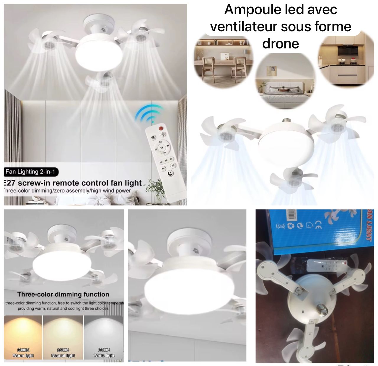 Ampoule à ventilateur forme drone
