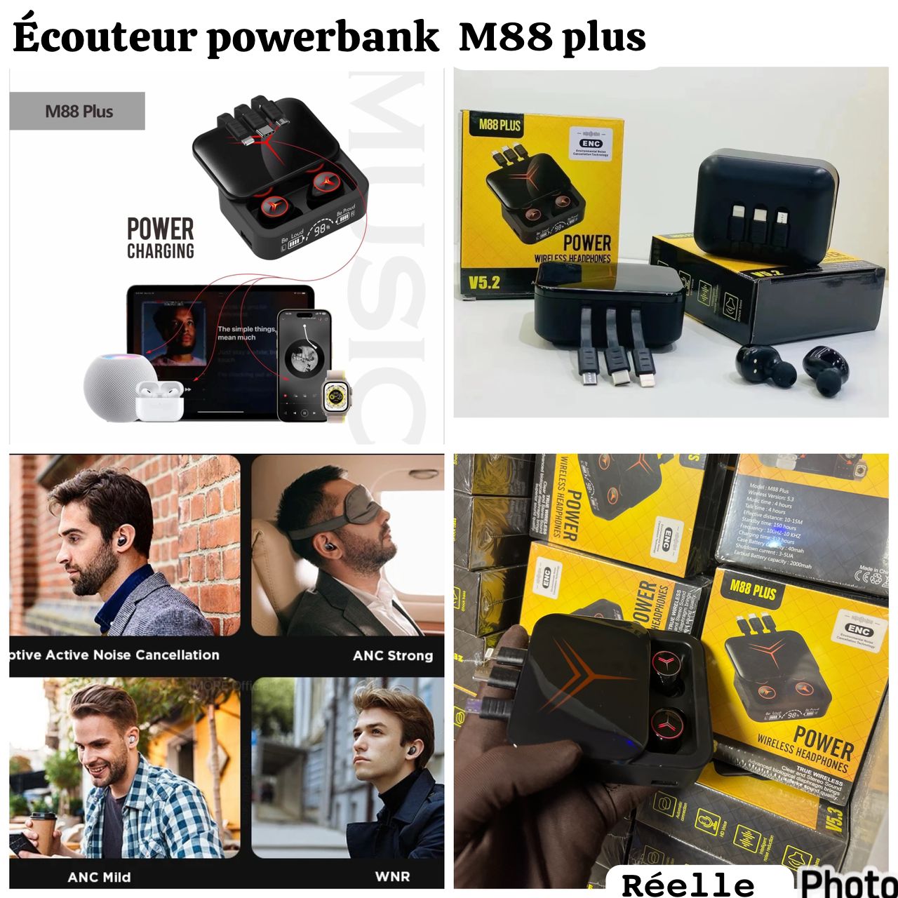 Ecouteur powerbank M88 plus