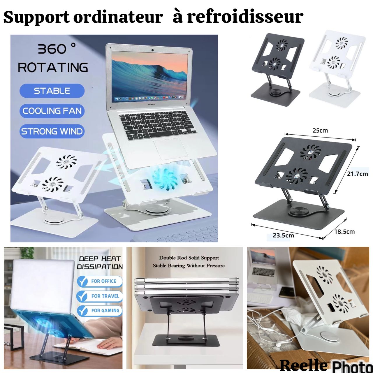 Grand  support ordinateur en alliage d’aluminium
