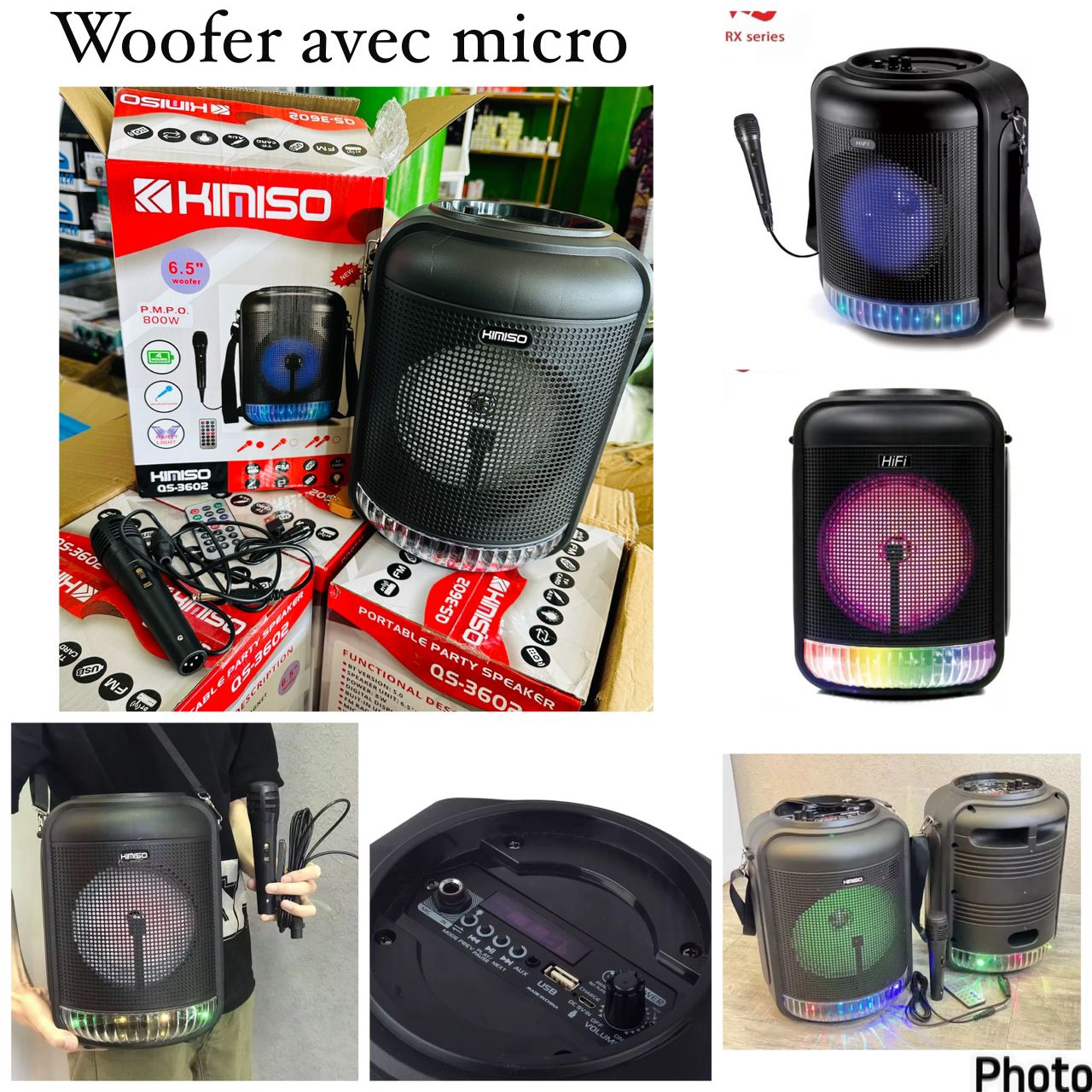 Woofer avec micro jeux de lumières et télécommande