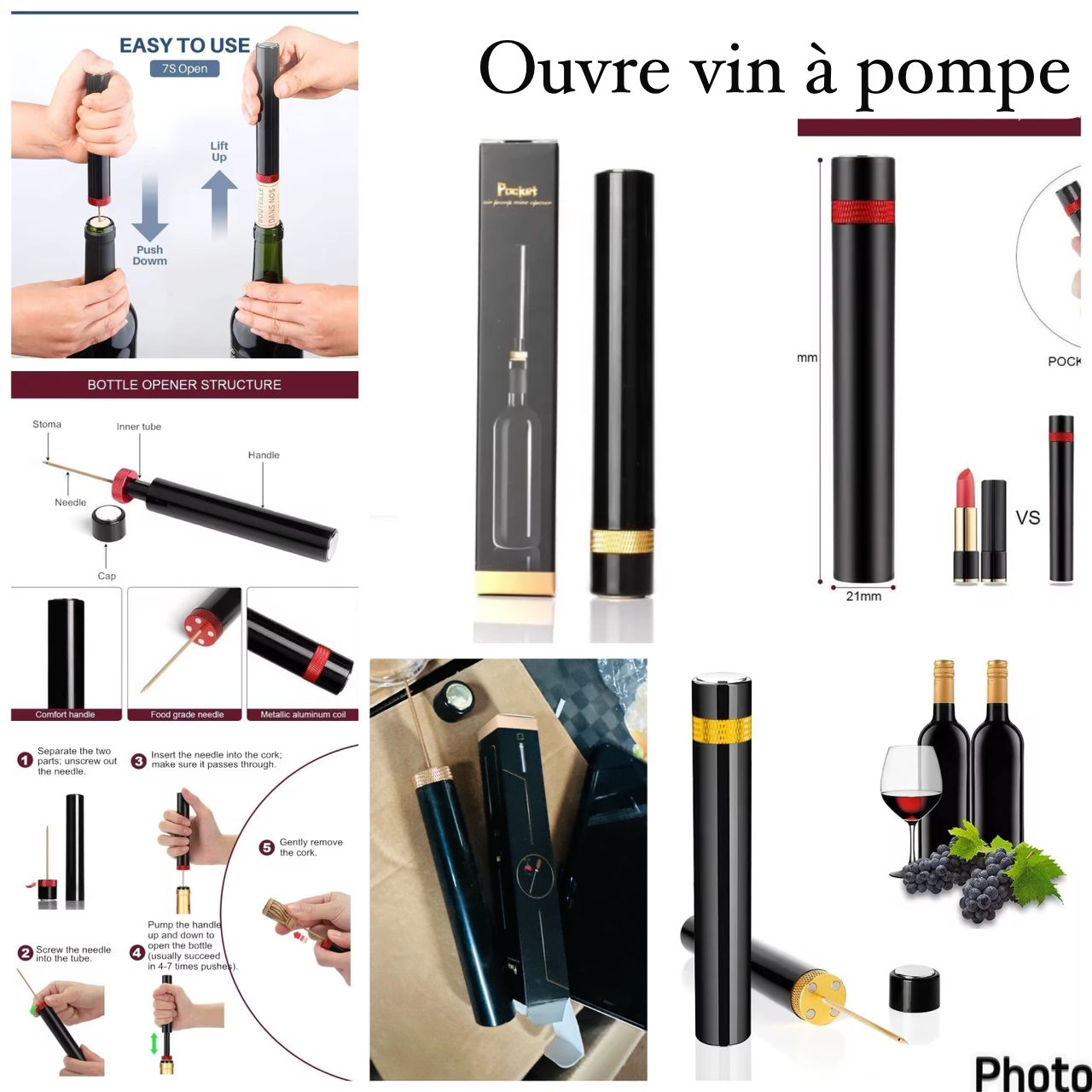 Ouvre vin à pompe à air