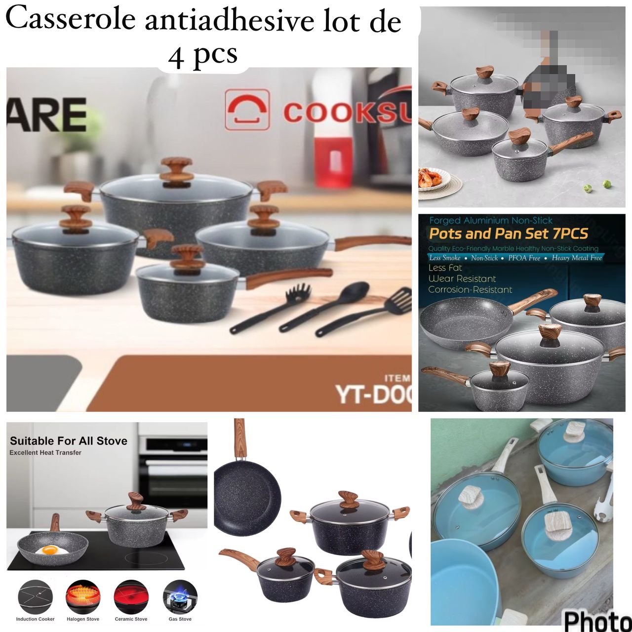 Casserole antiadhésive lot de 4 pcs