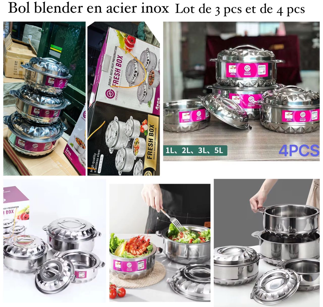 Bol blender en acier inox lot de 4 pcs