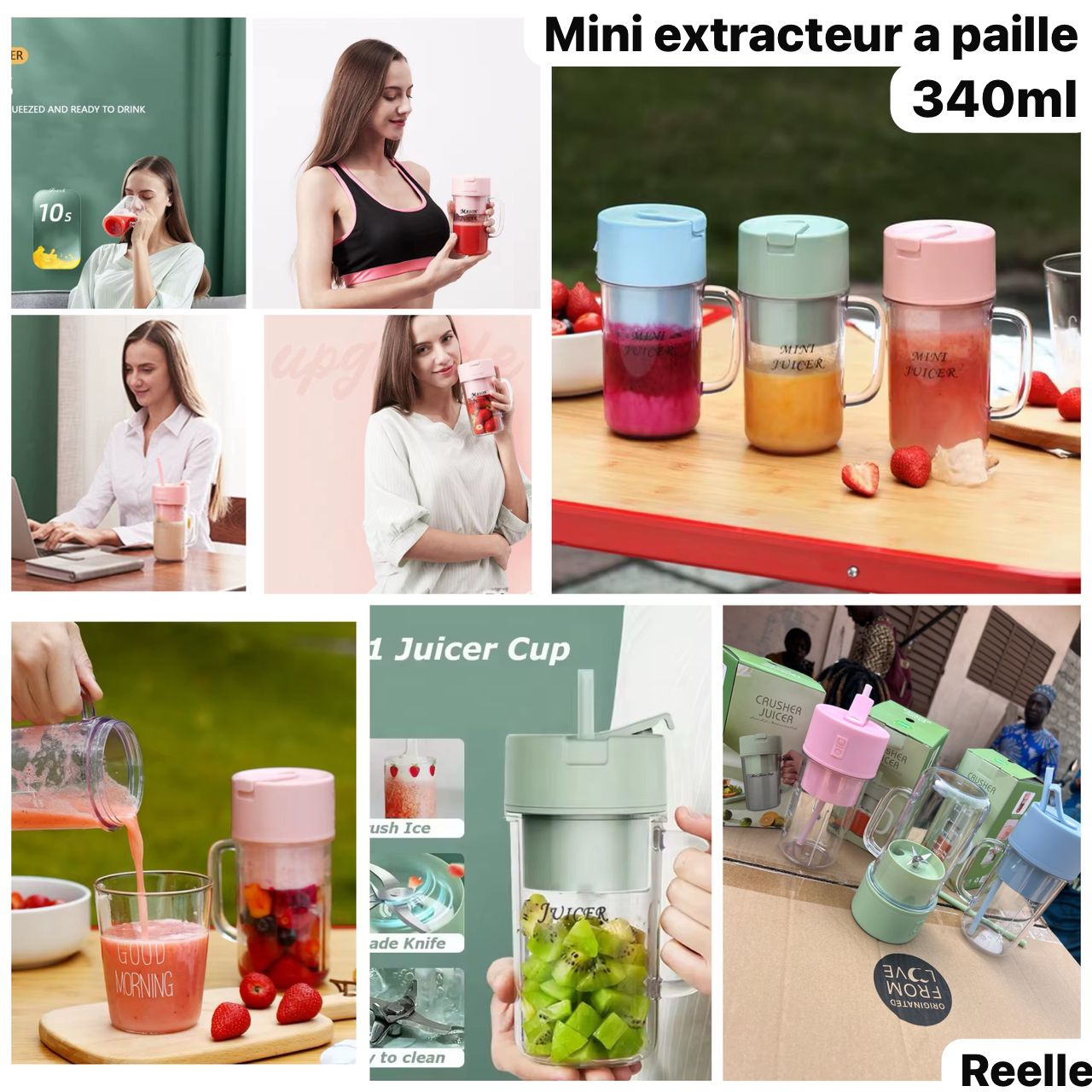 Mini extracteur de jus à paille 340ml