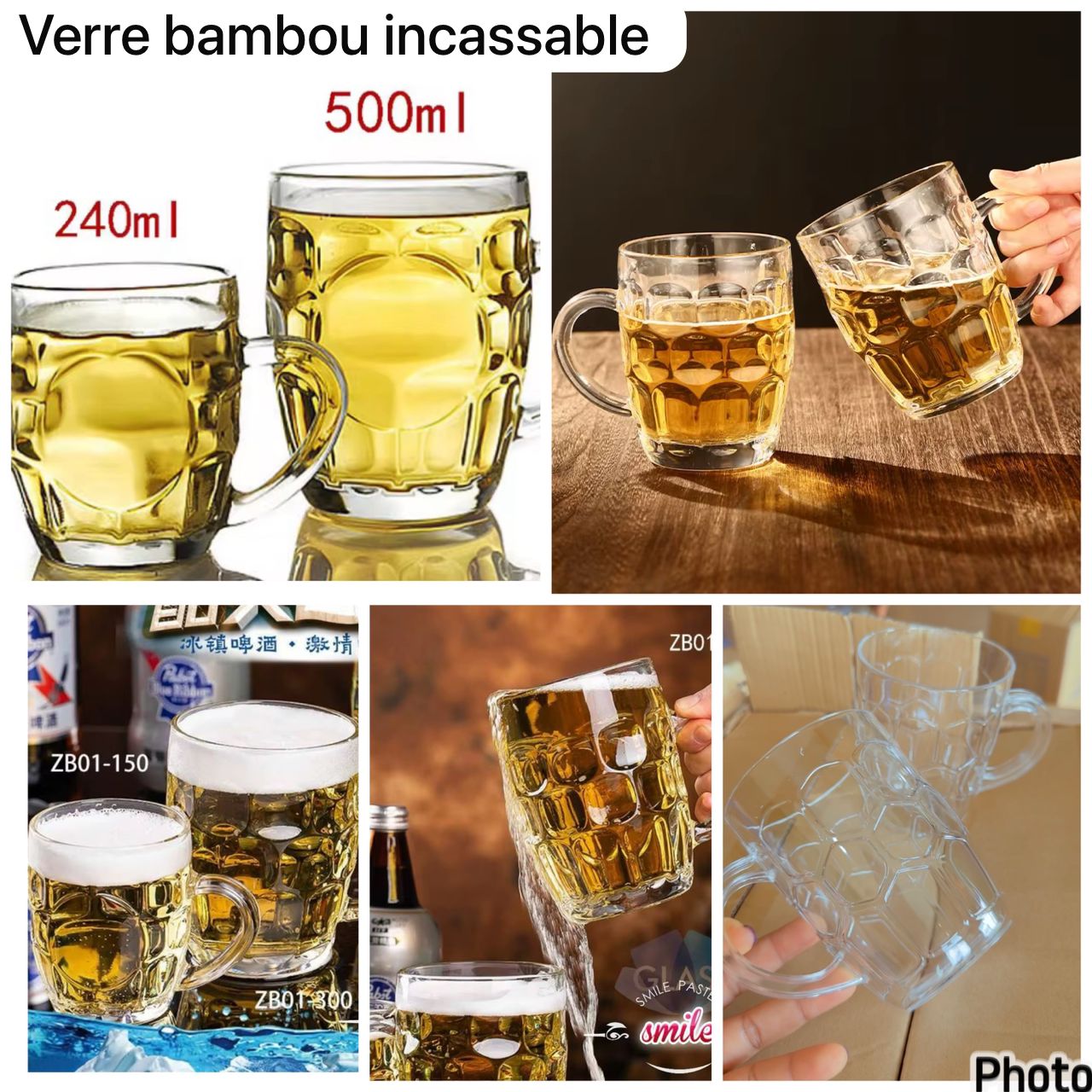 Verre bambou incassable grand