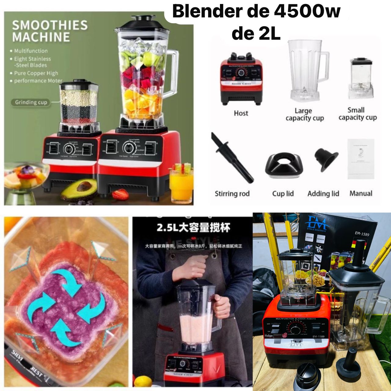 Blender EM-1589 de 4500w de 2L très limitée