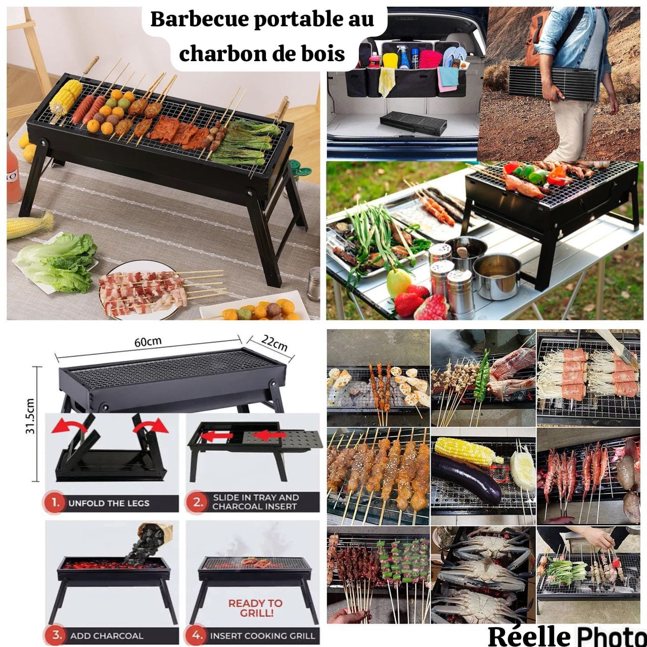 Barbecue pliable portable