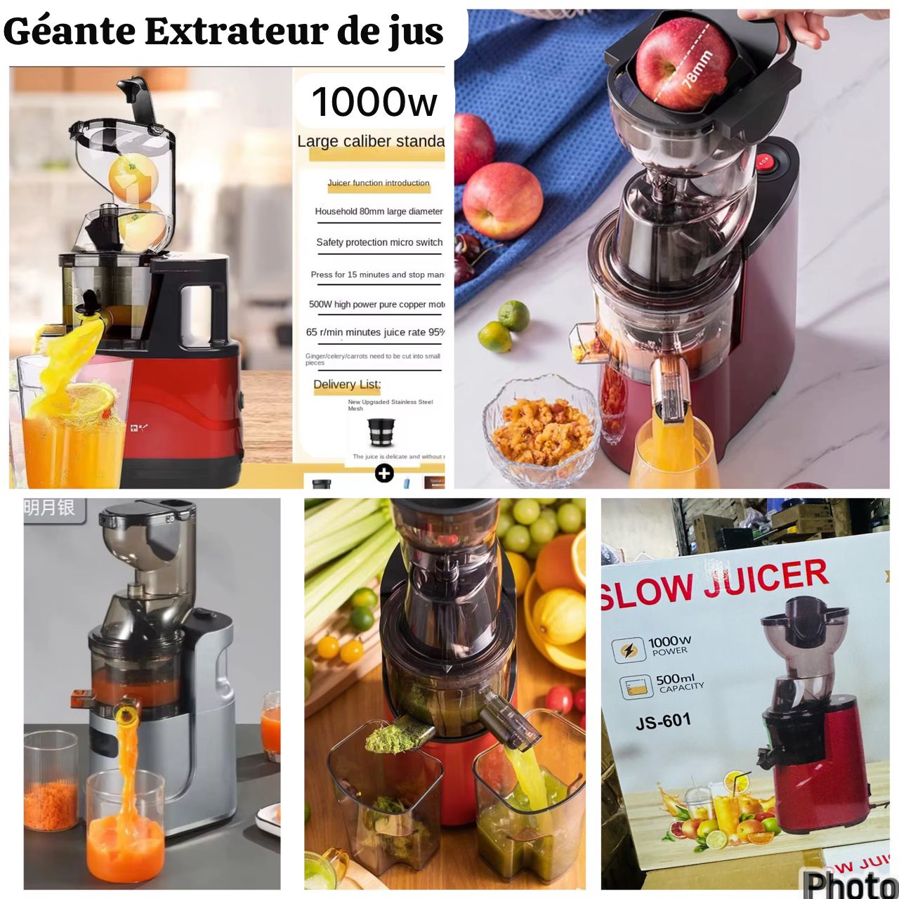 Géante extracteur de jus 1000w