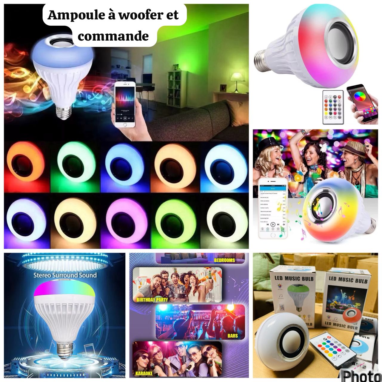 Ampoule à woofer avec télécommande et plusieurs lumière