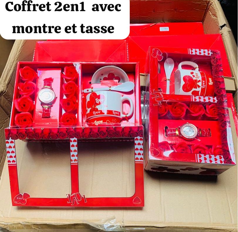 Coffret avec montre et tasse